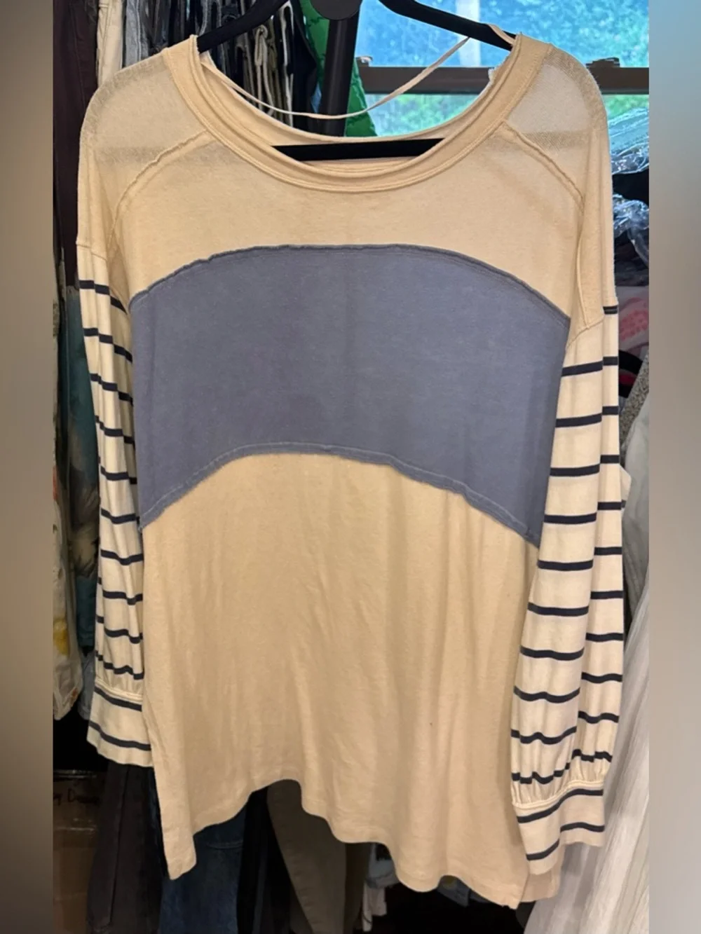 NWOT Free People We the Free Awesome Tee - ivory combo - XS - Picture 7 of 9